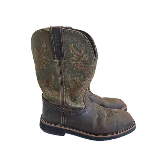 Justin Original Men’s Workboot 11D Steel Toe Hunter Green 11” Upper Tree Camo main image 8